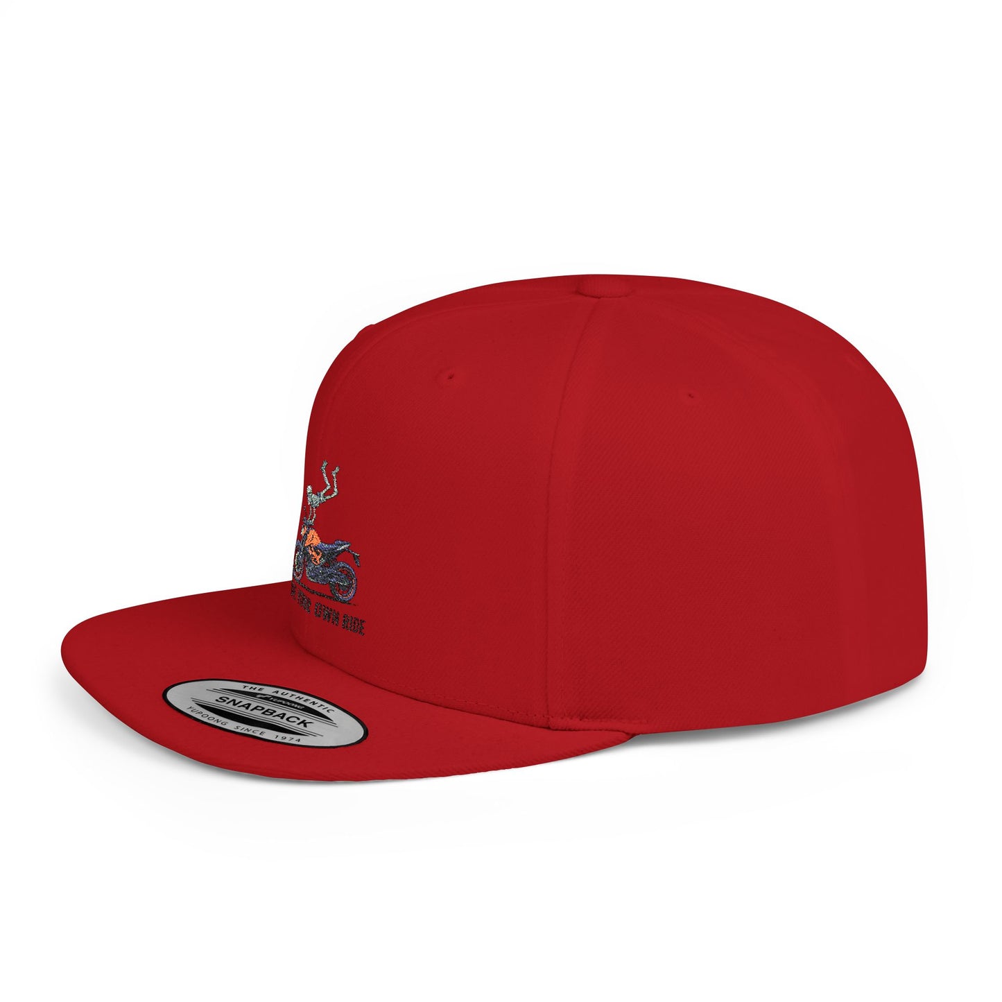 Motorcycle Ride Snapback Hat | Trendy Flat Bill Cap | Gift for Riders | Casual Outdoor Wear | Motorcycle Enthusiast Accessory