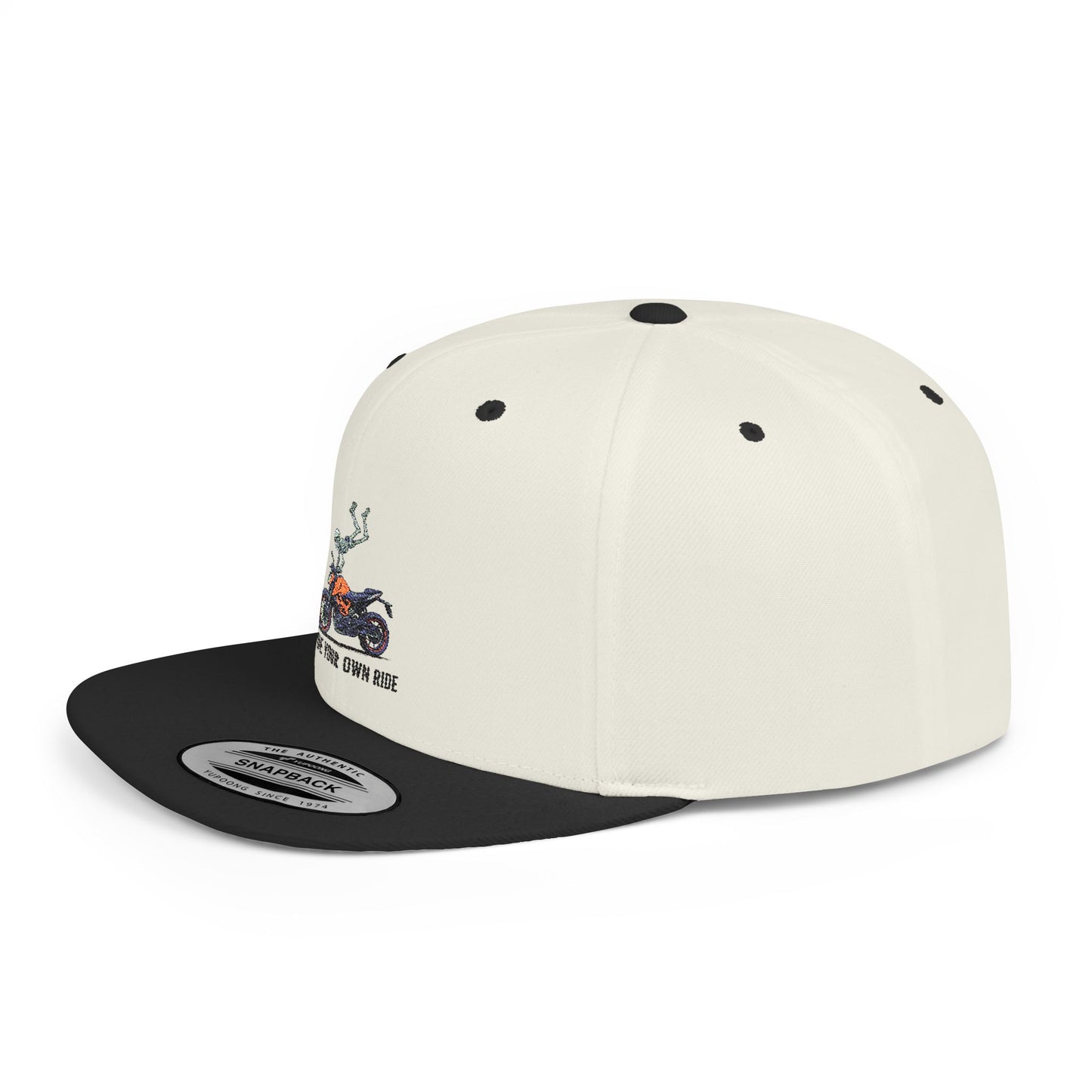 Motorcycle Ride Snapback Hat | Trendy Flat Bill Cap | Gift for Riders | Casual Outdoor Wear | Motorcycle Enthusiast Accessory