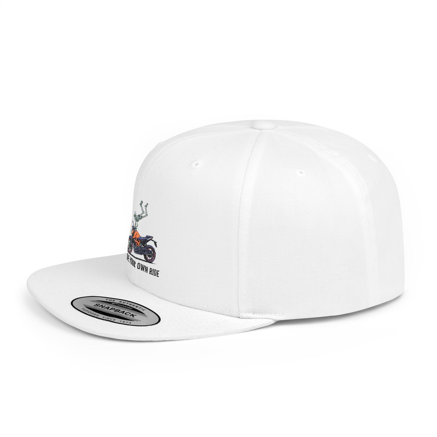 Motorcycle Ride Snapback Hat | Trendy Flat Bill Cap | Gift for Riders | Casual Outdoor Wear | Motorcycle Enthusiast Accessory
