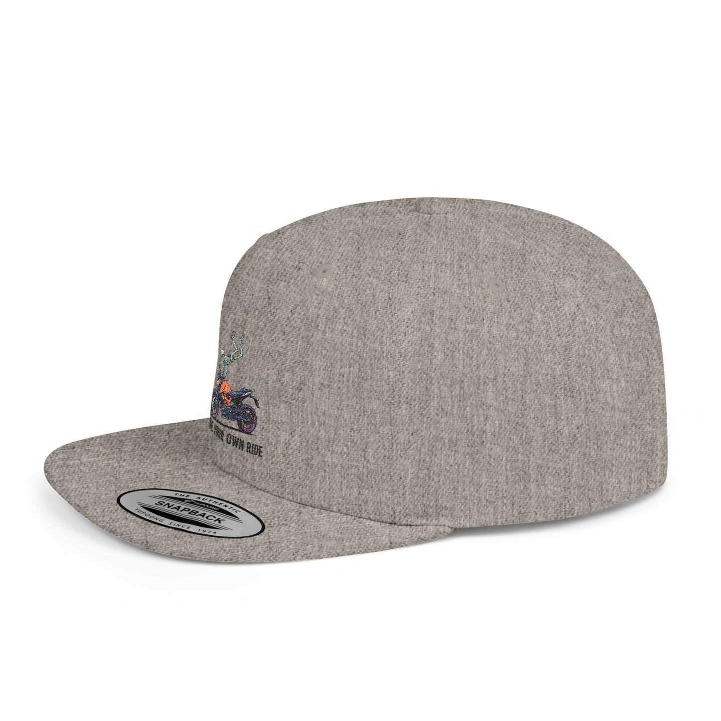 Motorcycle Ride Snapback Hat | Trendy Flat Bill Cap | Gift for Riders | Casual Outdoor Wear | Motorcycle Enthusiast Accessory
