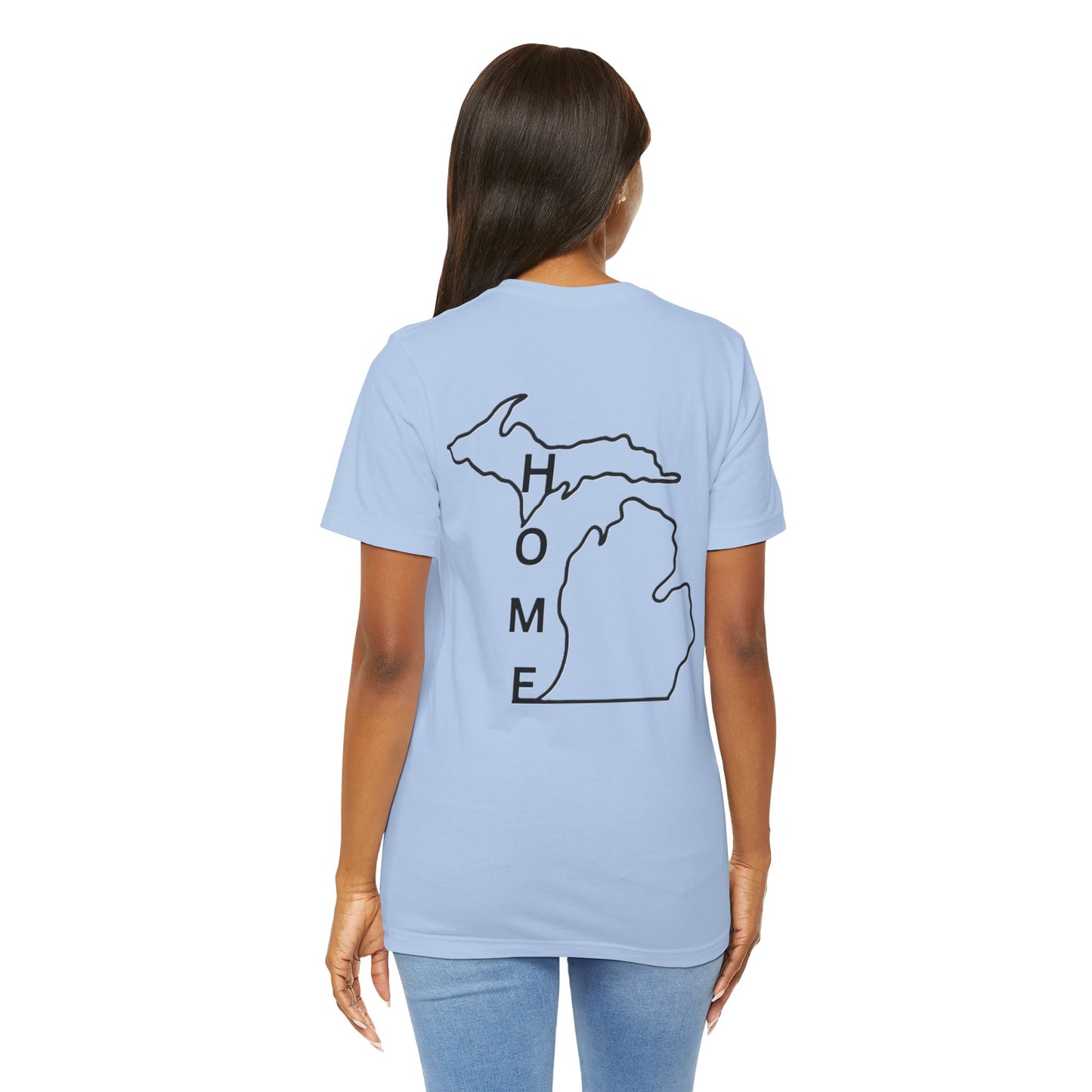 Home State Pride T-Shirt, Unisex Short Sleeve Tee, Michigan Home Shirt, Gift for Michiganders, State Outline Tee, Casual Wear