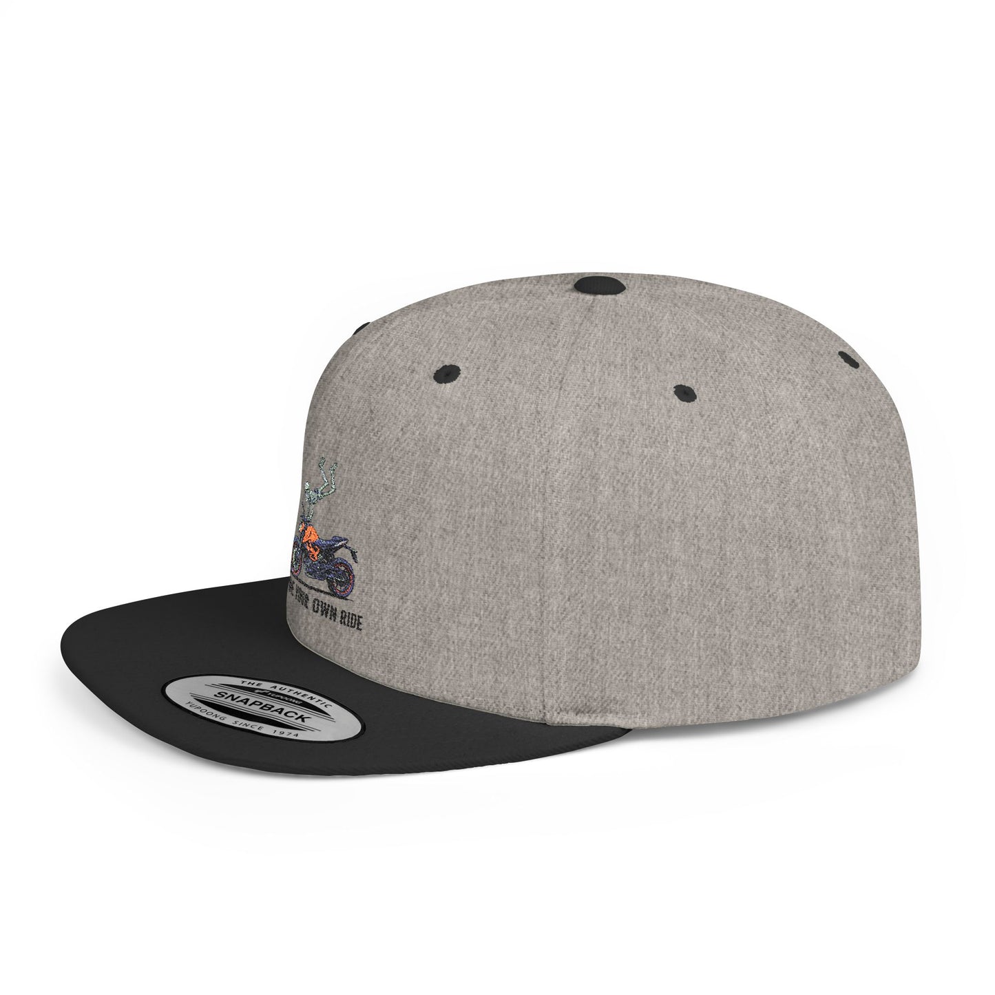 Motorcycle Ride Snapback Hat | Trendy Flat Bill Cap | Gift for Riders | Casual Outdoor Wear | Motorcycle Enthusiast Accessory