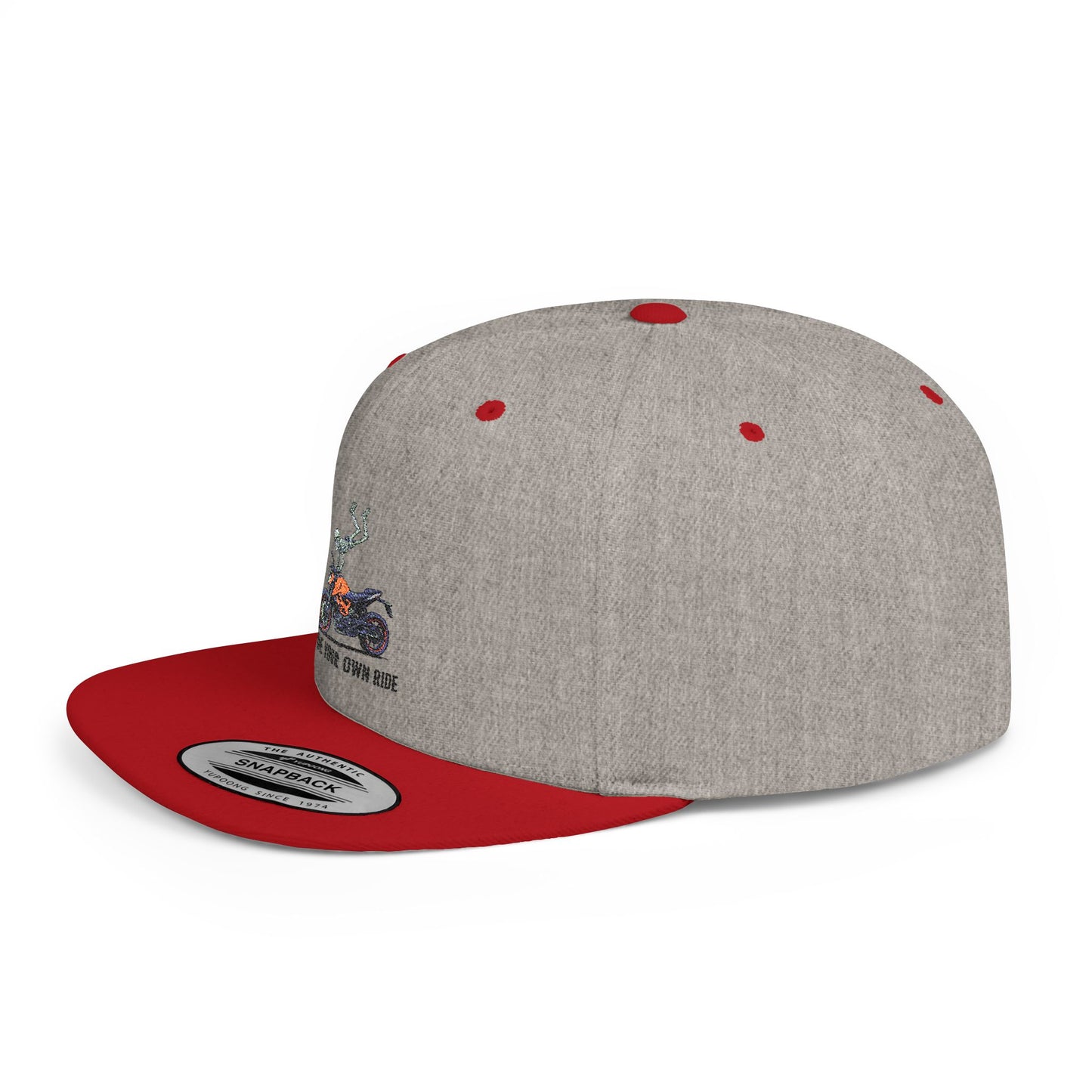 Motorcycle Ride Snapback Hat | Trendy Flat Bill Cap | Gift for Riders | Casual Outdoor Wear | Motorcycle Enthusiast Accessory