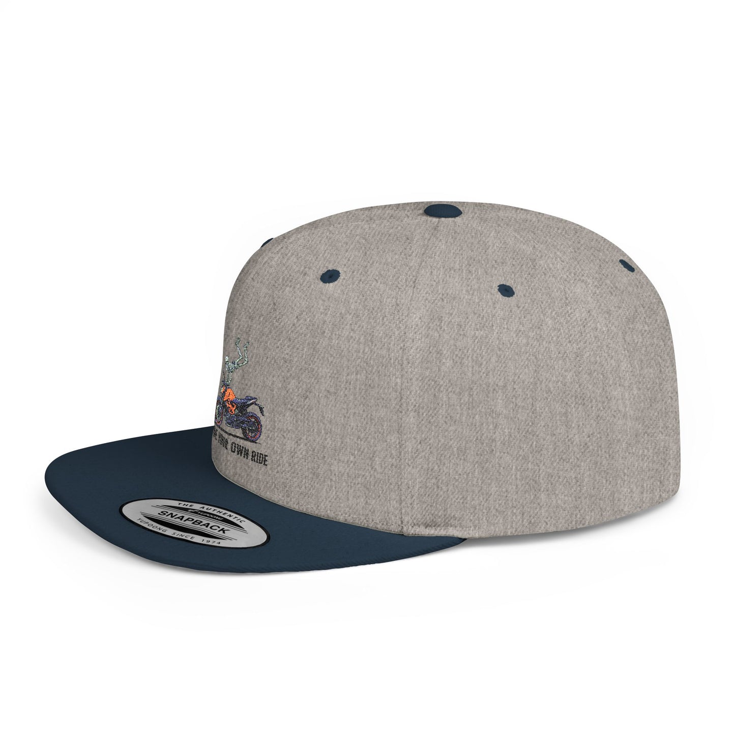 Motorcycle Ride Snapback Hat | Trendy Flat Bill Cap | Gift for Riders | Casual Outdoor Wear | Motorcycle Enthusiast Accessory