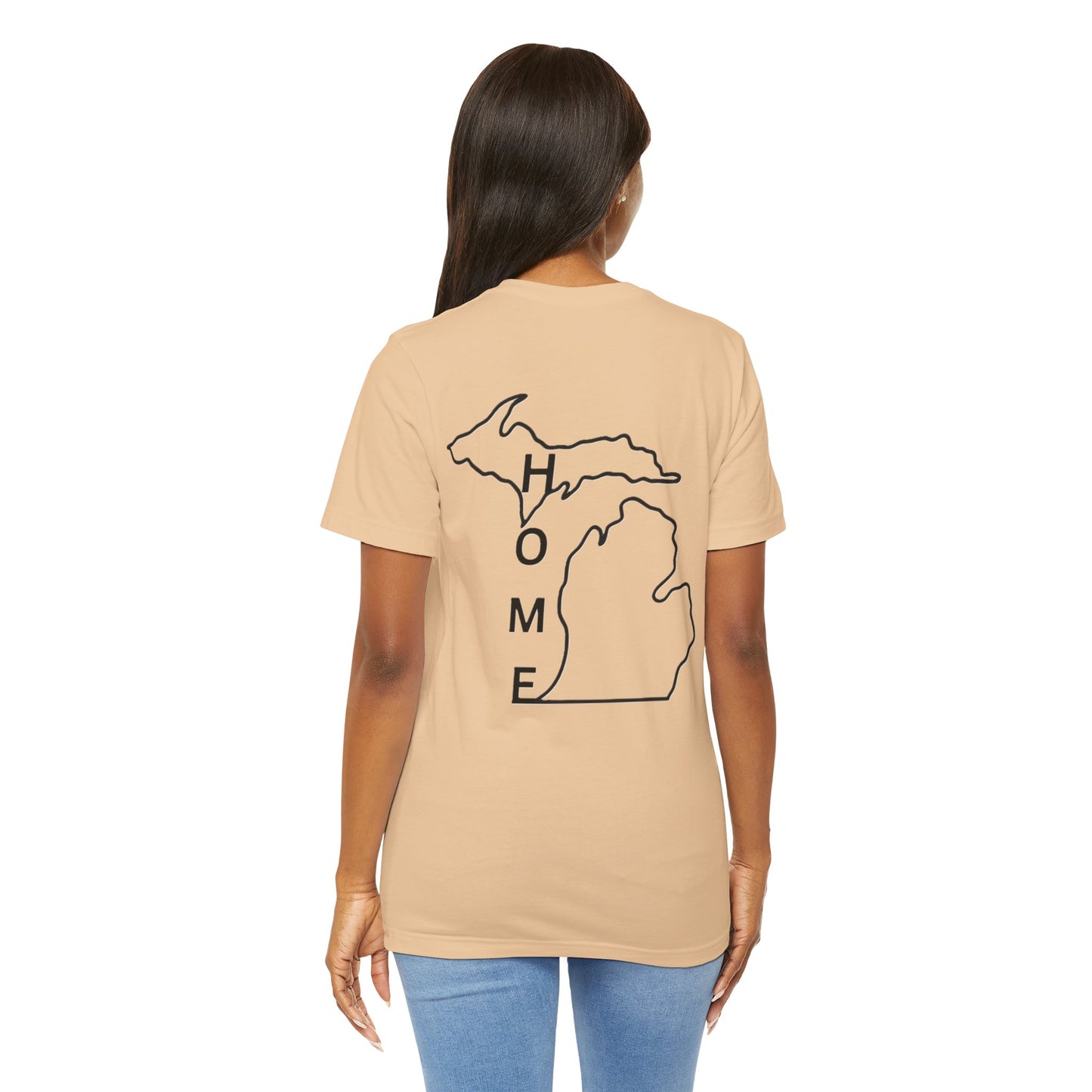 Home State Pride T-Shirt, Unisex Short Sleeve Tee, Michigan Home Shirt, Gift for Michiganders, State Outline Tee, Casual Wear