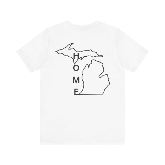 Home State Pride T-Shirt, Unisex Short Sleeve Tee, Michigan Home Shirt, Gift for Michiganders, State Outline Tee, Casual Wear