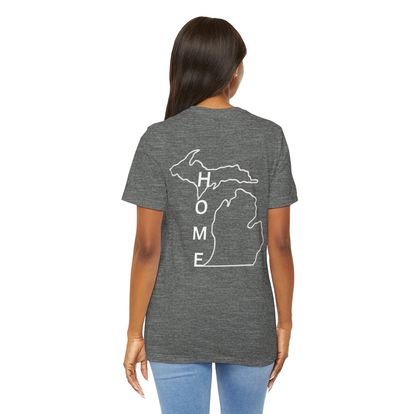 Home State Pride T-Shirt, Unisex Short Sleeve Tee, Michigan Home Shirt, Gift for Michiganders, State Outline Tee, Casual Wear